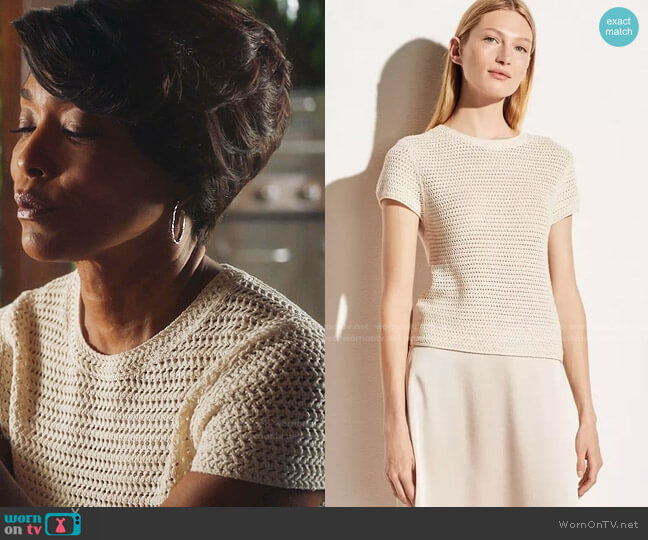 Crochet Short Sleeve Mock Neck by Vince worn by Athena Grant (Angela Bassett) on 9-1-1