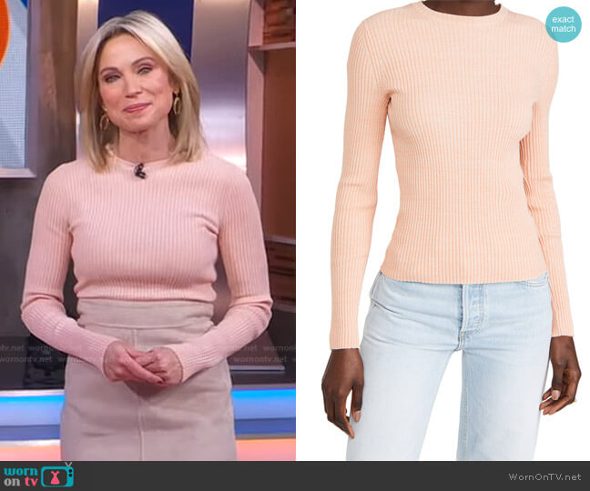 Marled Rib Crew Sweater by Vince worn by Amy Robach on Good Morning America