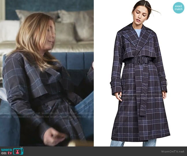 Plaid Trench by Vince worn by Meredith Grey (Ellen Pompeo) on Greys Anatomy