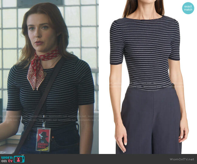 Stripe Ribbed Top by Vince worn by Nancy Drew (Kennedy McMann) on Nancy Drew