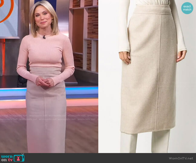 Seam-Front Midi Skirt by Vince worn by Amy Robach on Good Morning America