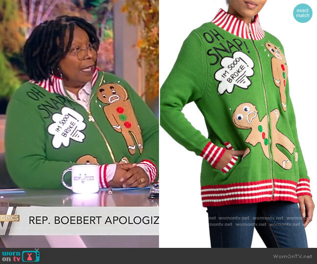 The Broken Cookie Oversize Cardigan Sweater by Whoopi worn by Whoopi Goldberg  on The View
