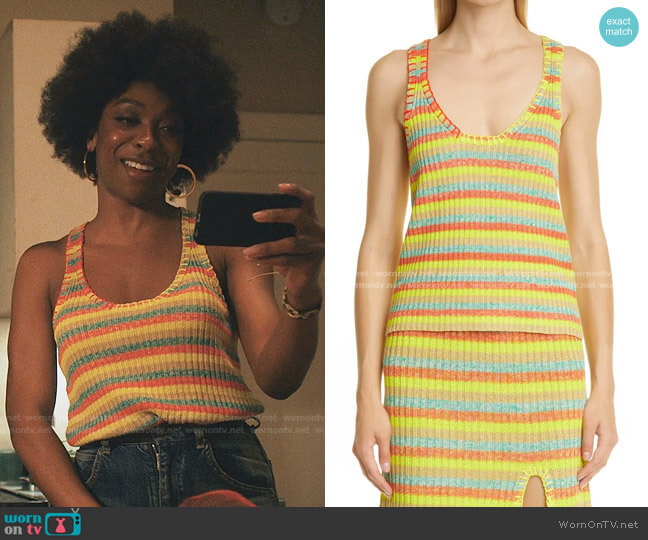 Leon Stripe Tank by Yanyan worn by Ego Nwodim on Love Life