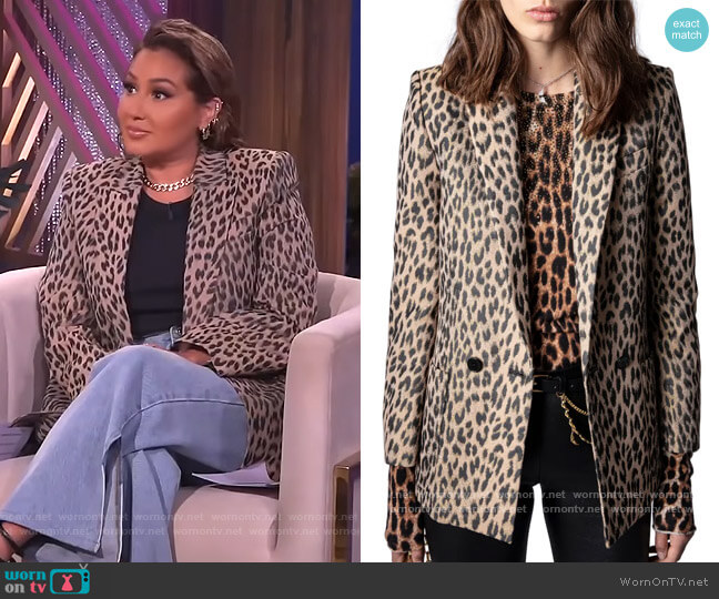 Visko Leopard Print Blazer by Zadig and Voltaire worn by Adrienne Houghton on The Real