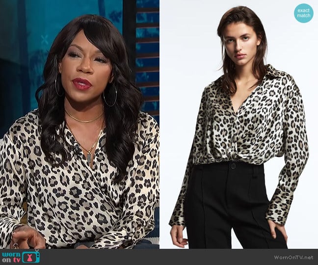 Animal Print Shirt by Zara worn by Wendy Raquel Robinson on E! News Daily Pop