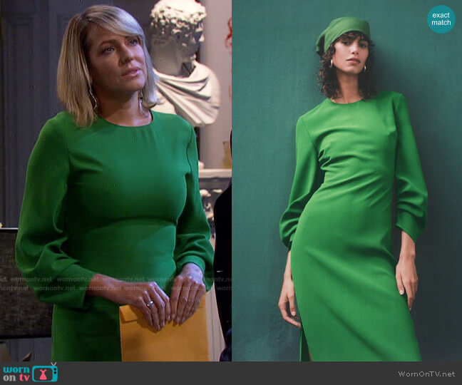 Ruched Midi Dress by Zara worn by Nicole Walker (Arianne Zucker) on Days of our Lives