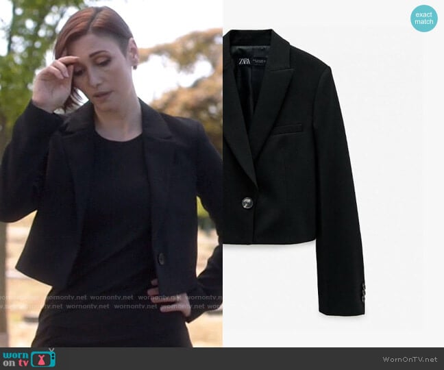 Zara Cropped Buttoned Blazer worn by Alex Danvers (Chyler Leigh) on Supergirl