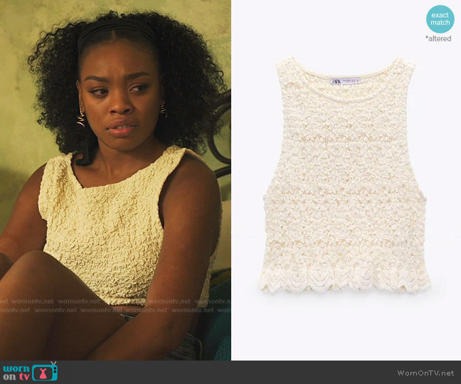 Stretch Lace Top by Zara worn by Nikki Vaughn (Alana Bright) on Our Kind of People