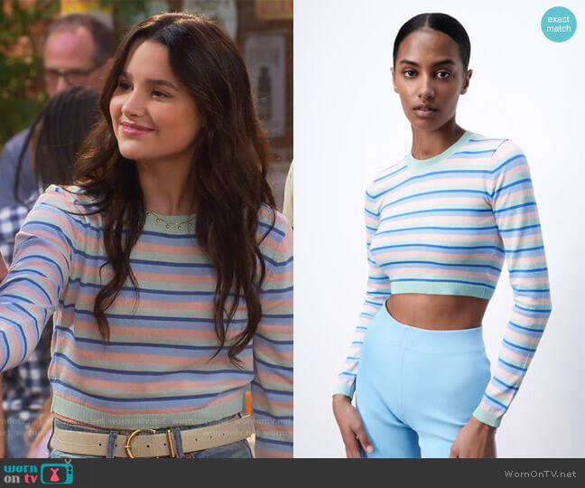 Striped Knit Sweater by Zara worn by Lex (Jules LeBlanc) on Side Hustle