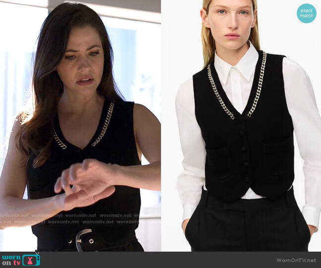 Zara Waistcoat with Chains worn by Andrea Rojas (Julie Gonzalo) on Supergirl