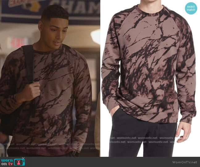 Jamie Crewneck Pullover by Zella worn by Michael Evans Behling on All American
