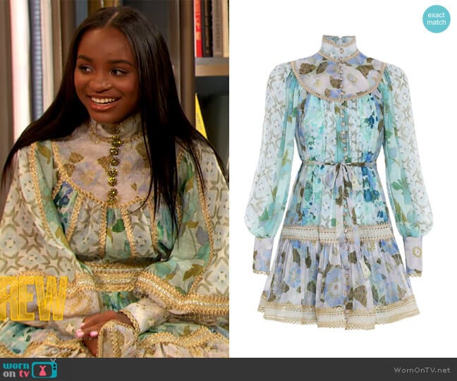 Rhthm Trimmed Billow Mini by Zimmermann worn by Saniyya Sidney on The Drew Barrymore Show