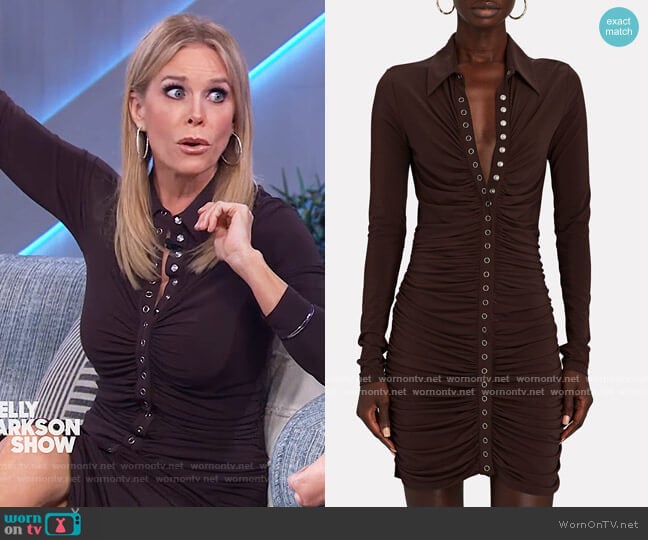 Larsen Ruched Polo Mini Dress by A.L.C. worn by Cheryl Hines on The Kelly Clarkson Show