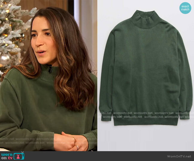The Sweat Everyday Cozy Mock Neck Sweatshirt by Aerie worn by Drew Barrymore  on The Drew Barrymore Show