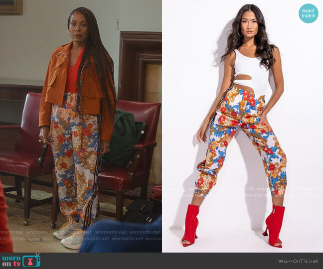 Floral Joggers by Adidas worn by Dr. Nya Wallace (Karen Pittman) on And Just Like That