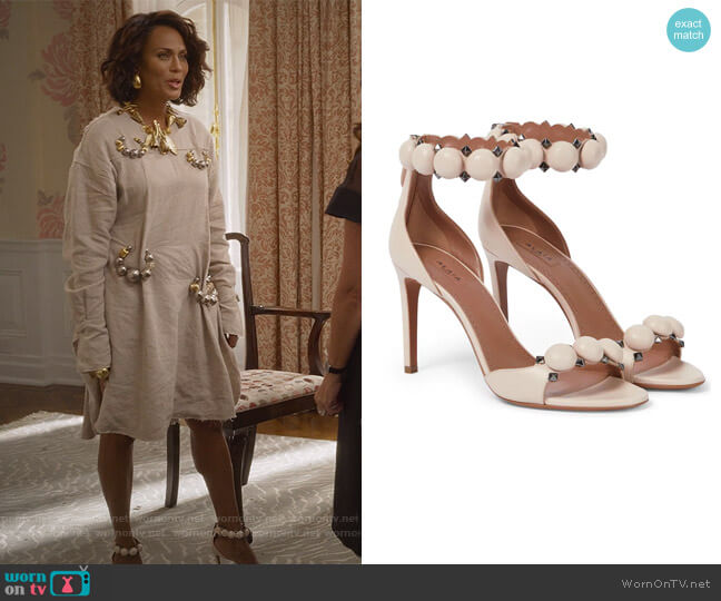 Bombe Studded Leather Sandals by Alaia worn by Lisa Todd Wexley (Nicole Ari Parker) on And Just Like That