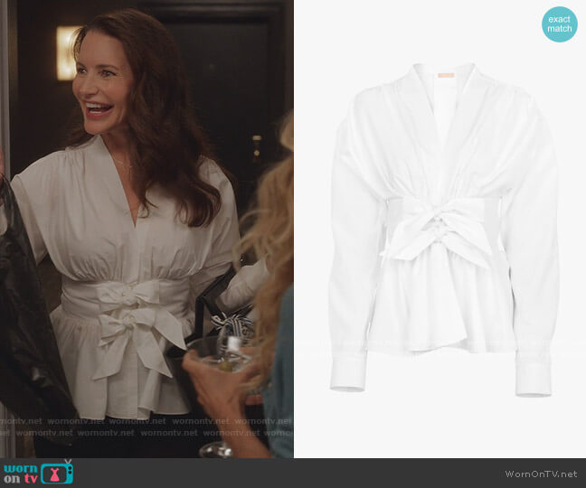 Poplin Corset Shirt by Alaia worn by Charlotte York (Kristin Davis) on And Just Like That