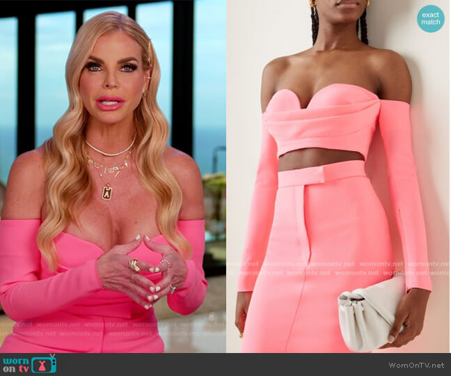 Loren Stretch Crepe Cropped Top and Skirt by Alex Perry worn by Alexia Echevarria  on The Real Housewives of Miami