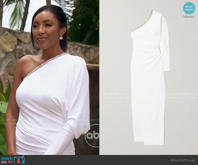 One-Shoulder Crystal-Embellished Dress by Alexandre Vauthier worn by Tayshia Adams  on The Bachelorette