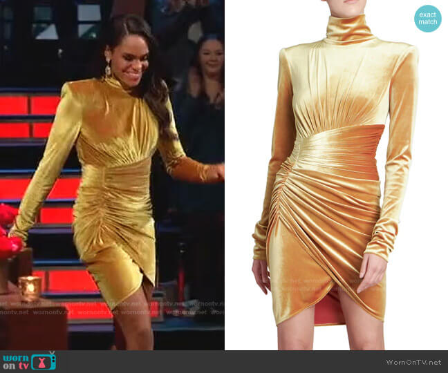 Ruched Velvet Mini Dress by Alexandre Vauthier worn by Michelle Young  on The Bachelorette