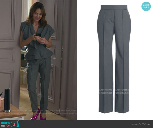 Wool-Blend Straight-Leg Pants by Alexandre Vauthier worn by Sylvie (Philippine Leroy-Beaulieu) on Emily in Paris