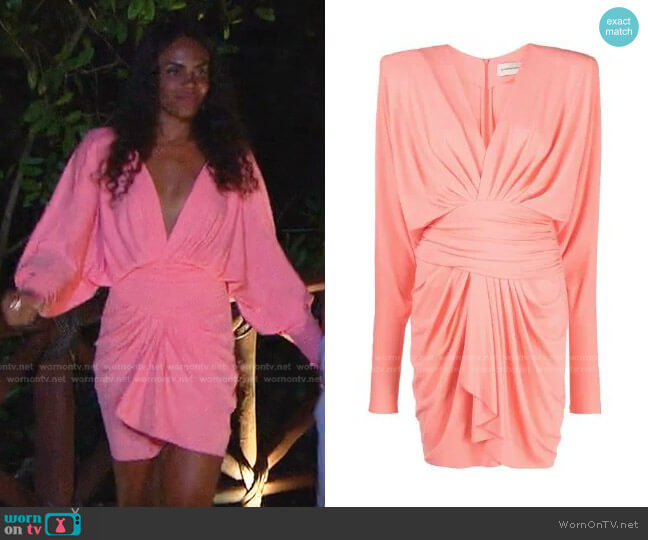 Structured-Shoulder V-Neck Mini Dress by Alexandre Vauthier worn by Michelle Young  on The Bachelorette