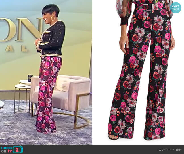 Dylan Floral Wide-Leg Pants by Alice + Olivia worn by Tamron Hall on Tamron Hall Show