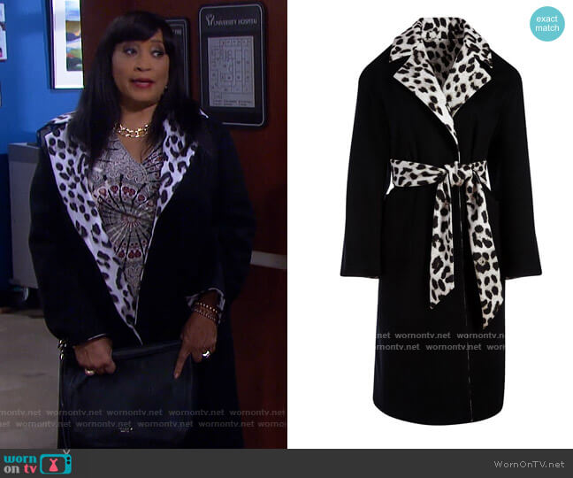 Tomato reversible belted coat by Alice + Olivia worn by Paulina Price (Jackée Harry) on Days of our Lives