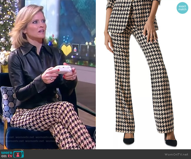 Houndstooth Print Slim Fit Pants by Alice + Olivia worn by Sara Haines  on The View