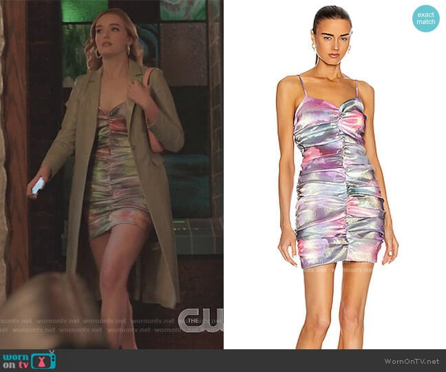 Ruched Mini Dress by Area worn by Kirby Anders (Maddison Brown) on Dynasty