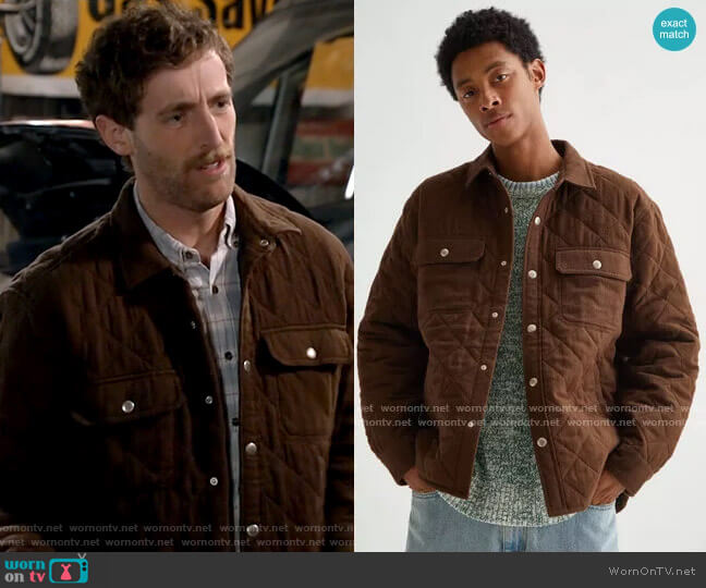 BDG Solid Quilted Shirt Jacket worn by Drew Dunbar (Thomas Middleditch) on B Positive