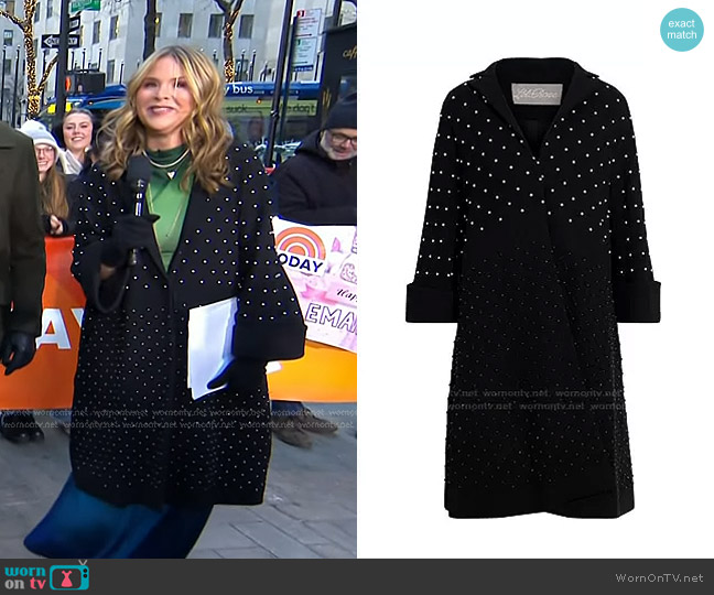 Bead-Embellished Wool-Blend Coat by Lela Rose worn by Jenna Bush Hager on Today