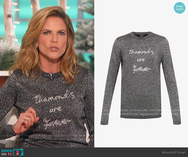 Diamonds Are Forever metallic wool-blend jumper by Bella Freud worn by Natalie Morales  on The Talk