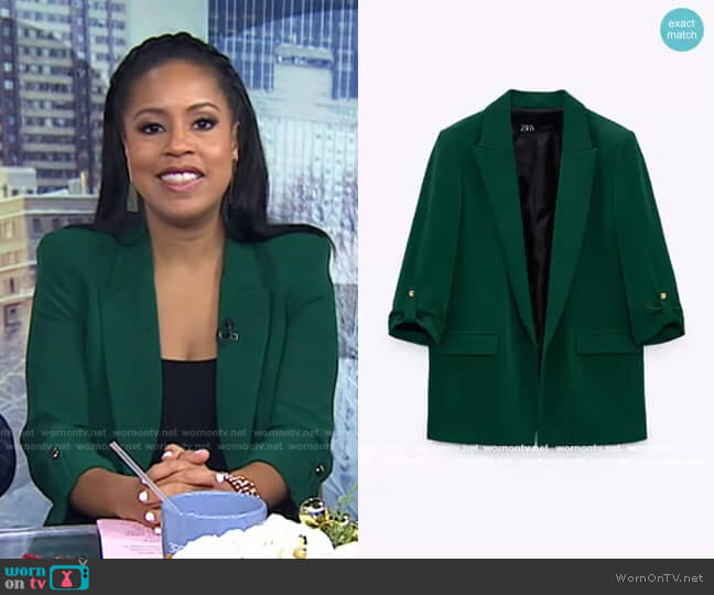 Blazer with Rolled Up Sleeves by Zara worn by Sheinelle Jones  on Today