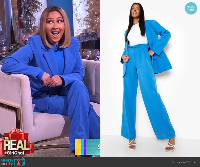 Oversized Button Front Blazer and Pants by Boohoo worn by Adrienne Houghton  on The Real