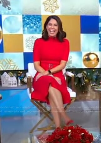 Cecilia’s red belted dress on Good Morning America