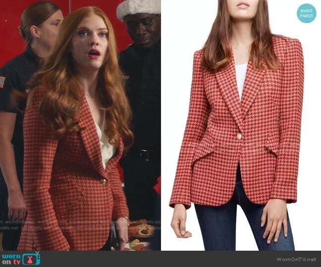 Chamberlain Houndstooth Blazer by L'Agence worn by Taylor Kelly ( Megan West) on 9-1-1