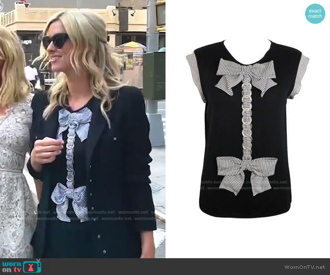 Cashmere Silk Bow And Chain Top by Chanel worn by Nicky Hilton Rothschild  on Paris in Love