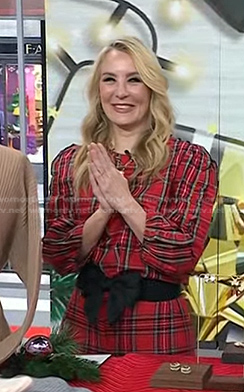 Chassie's red tartan check top and pants on Today