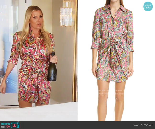 Gaby Paisley Print Long Sleeve Shirtdress by Cinq a Sept worn by Dr. Jen Armstrong  on The Real Housewives of Orange County