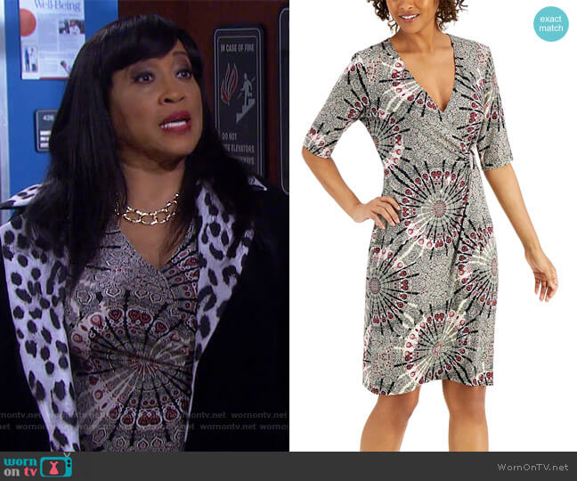Jersey Faux-Wrap Dress by Connected worn by Paulina Price (Jackée Harry) on Days of our Lives