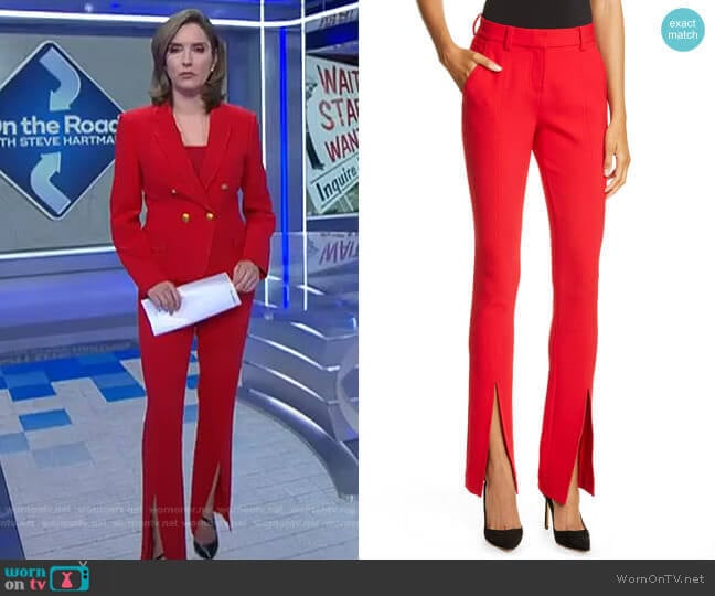WornOnTV: Margaret’s red blazer and front slit pants on CBS Evening ...