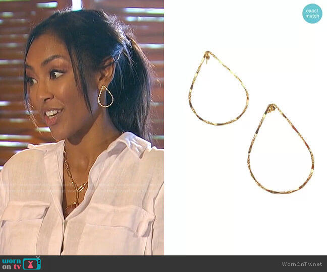 Diamond Paperclip Link Earrings by Brevani worn by Tayshia Adams  on The Bachelorette