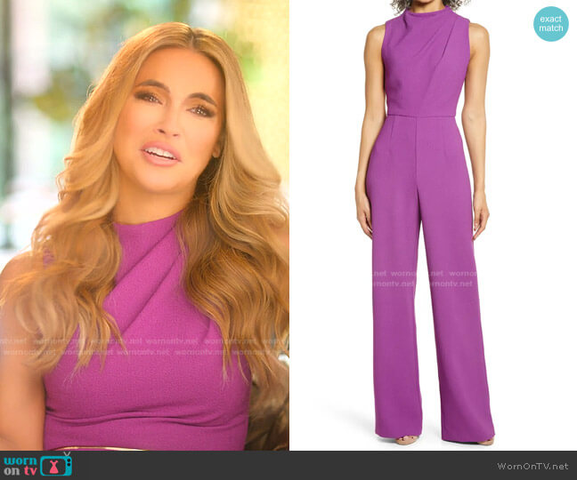 Corrine Draped Bodice Wide Leg Jumpsuit by Black Halo worn by Chrishell Stause  on Selling Sunset