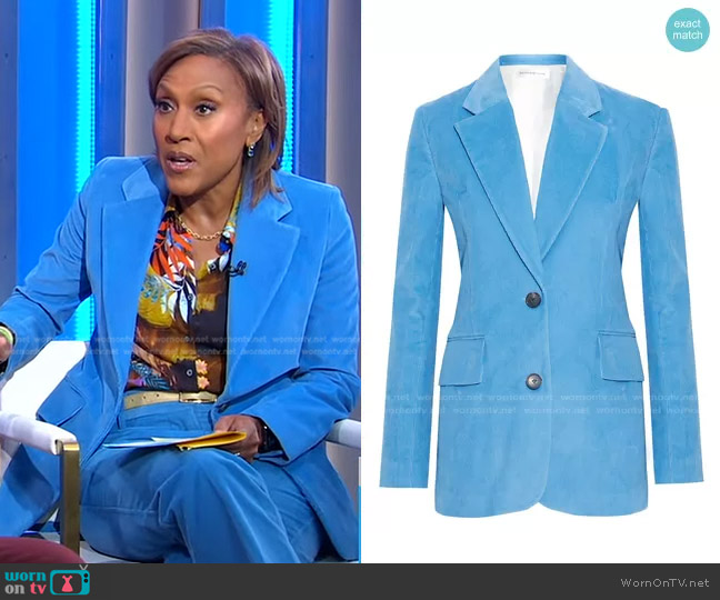 WornOnTV: Robin’s blue corduroy blazer and pants on Good Morning ...