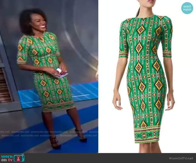 Delora Mystic Ikat Sheath Dress by Alice + Olivia worn by Janai Norman on Good Morning America