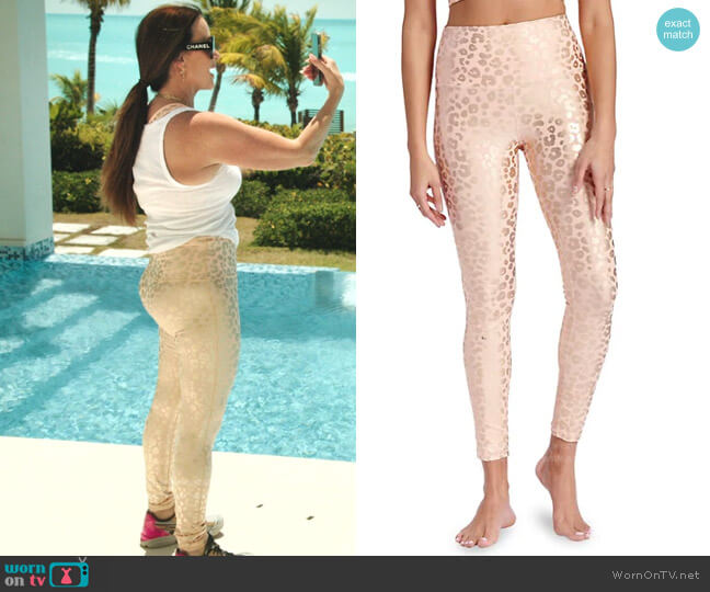 Independence Cheetah-Print Leggings by Electric Yoga worn by Kyle Richards on The Real Housewives Ultimate Girls Trip