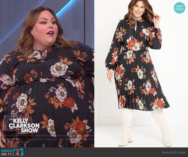 WornOnTV: Chrissy Metz’s black floral print dress on The Kelly Clarkson ...