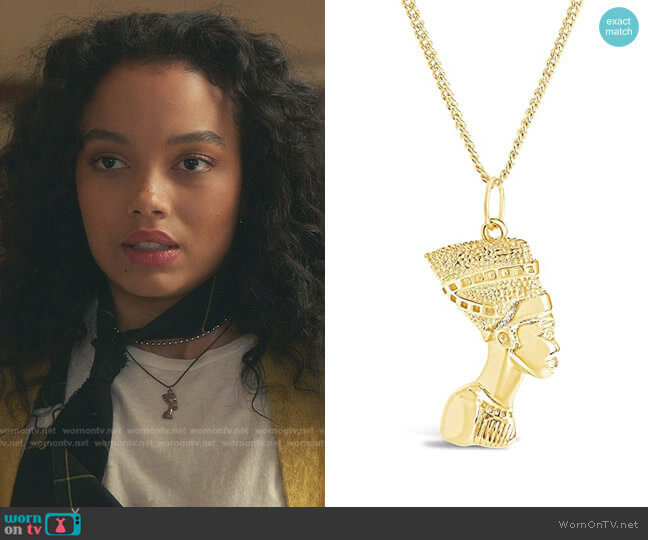 Egyptian Pharaoh Bust Necklace by Sterling Forever worn by Zoya Lott (Whitney Peak) on Gossip Girl