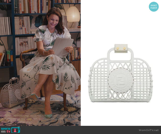 Small Basket Logo Embossed Tote Bag by Fendi worn by Charlotte York (Kristin Davis) on And Just Like That